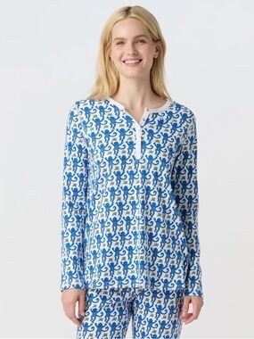 Roller Rabbit Monkey Pajama Top in Blue